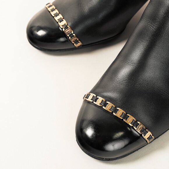 Salvatore Ferragamo Atri Glossy Cap Toe Black Leather Ankle Boot - Picture 6 of 11